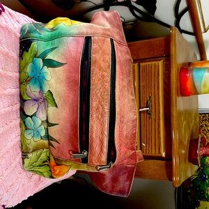 Hand painted VINTAGE ANUSCHKA BOHO BAG